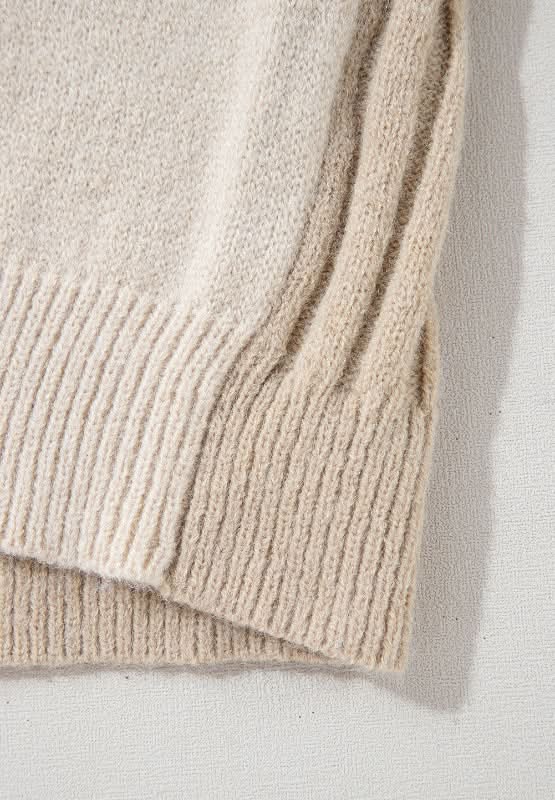 Cable-Knit Color Block Round Neck Sweater - Love Salve